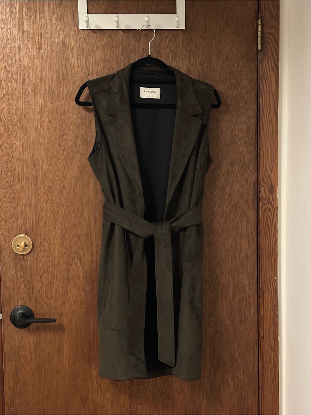 NWOT Babaton Olive Green Sleeveless Belted Trench